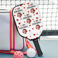 Personalizado I Love Funny Face Photo Funda para pala de Pickleball con título y gancho Regalo de cumpleaños para jugadores de Pickleball