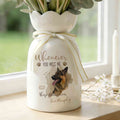 Jarrón de cerámica con boca en forma de pétalo personalizado con foto de mascota, nombre y lazo Decoración para el hogar Regalo conmemorativo de simpatía para dueños de mascotas