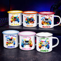 Taza de esmalte con borde de color y nombre personalizada con acuarela Ink Splash Gamepad 12 oz Regalo de cumpleaños de uso diario para niños amantes de los juegos
