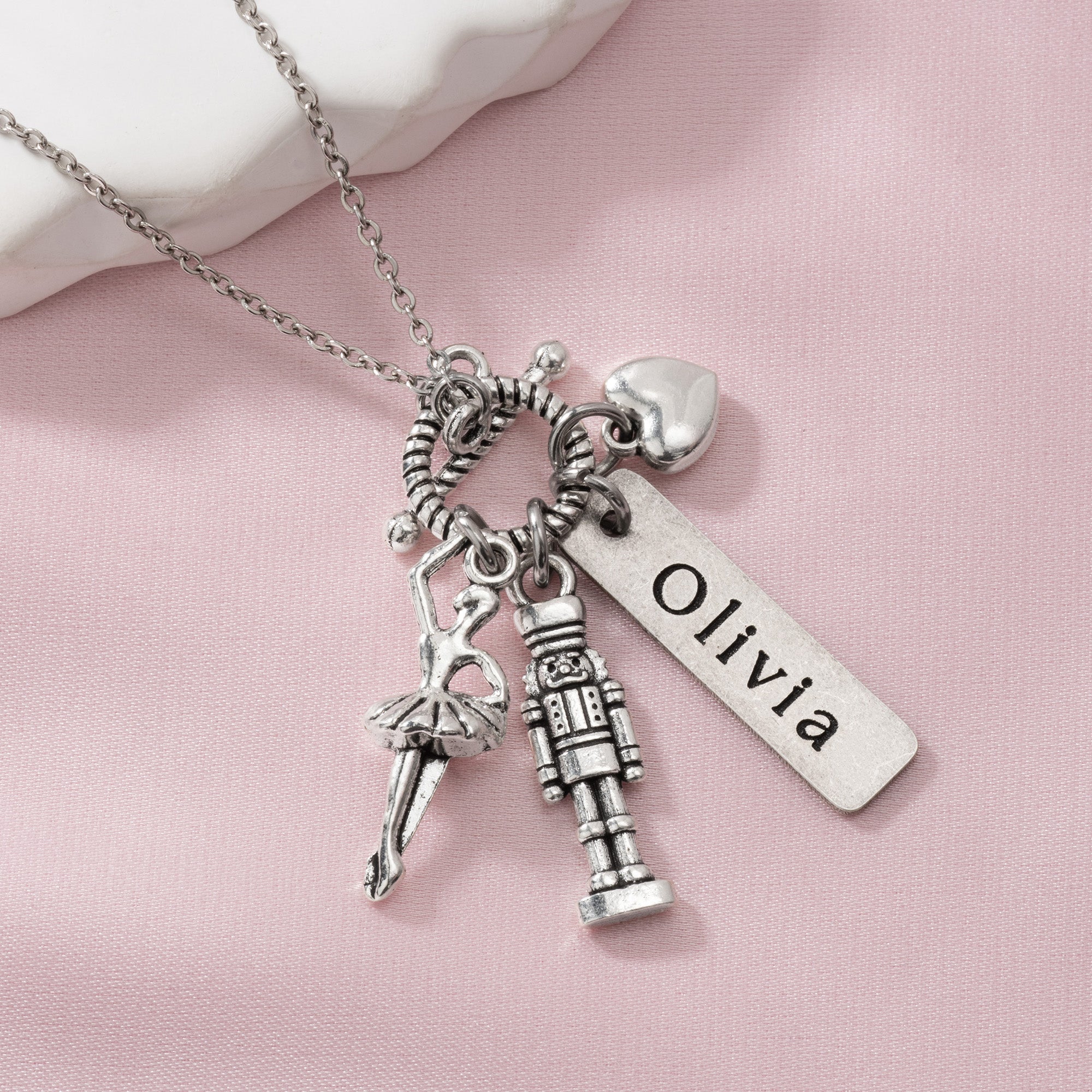 Collar Corazón Cascanueces Bailarina Personalizado con Nombre Cumpleaños Aniversario Recital de Danza Regalo para Amantes del Ballet Bailarinas
