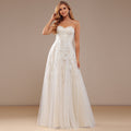 Bridal Wedding Dress Yellow Long Sweetheart A-line Lace