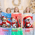 Gorro de Papá Noel personalizado Muñeco de nieve Pingüino Inicial Nube de palabras Manta suave con nombre Decoración del hogar Regalo de Navidad para niños Familia