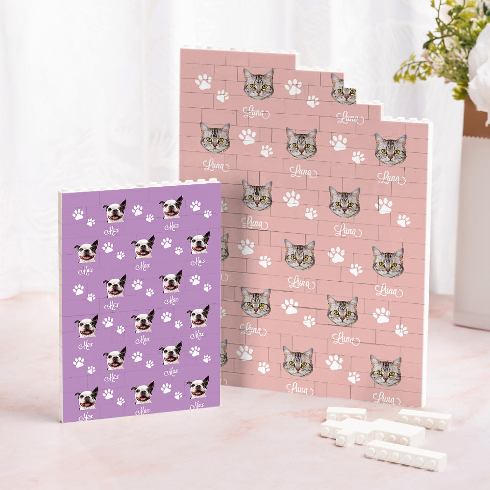 Personalizado lindo pata impresión perro gato mascota cara foto multicolor edificio ladrillo rompecabezas con nombre decoración del hogar regalo de cumpleaños para amigos familia amantes de las mascot