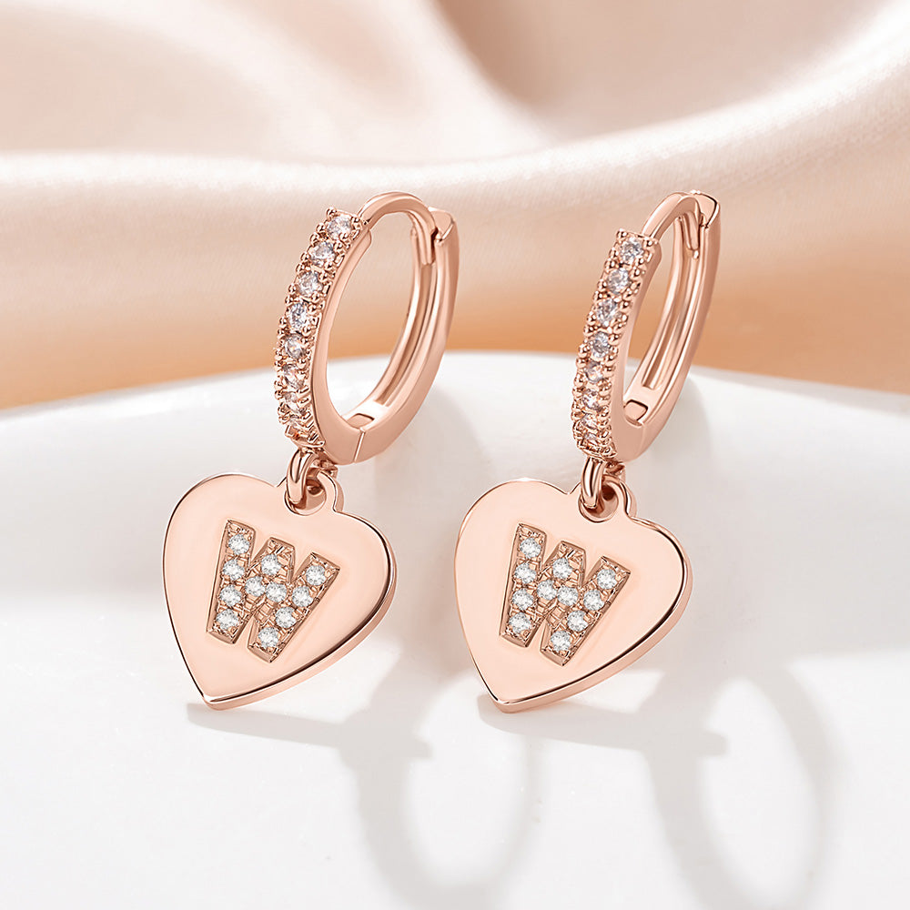 Pendientes personalizados en forma de corazón retro con circonita Día de la Madre Aniversario Cumpleaños Regalo para ella