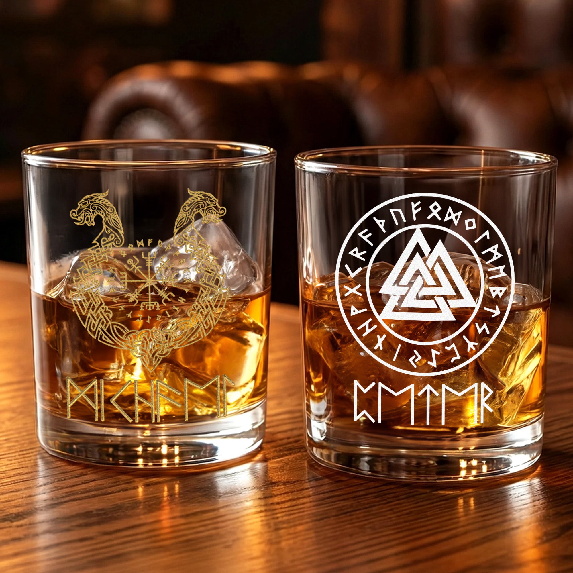 Vaso de Whisky Personalizado Viking Runes 10 oz con Nombre Día del Padre Cumpleaños Regalo para Hombres Amantes del Whisky