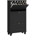 Narrow Shoe Cabinet with 3 Flip Drawers & Adjustable Shelves, Holds 12 Pairs, Black