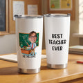 Personalizado Multicolor Cartoon Teacher Character Photo 20 oz Vaso con Nombre Día del Maestro Día de Acción de Gracias Regalo de cumpleaños para el profesor de sexo masculino