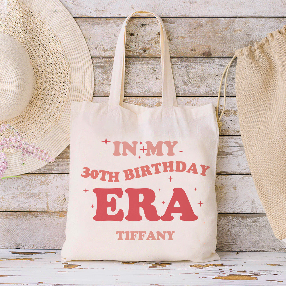 Personalizado En Mi Cumpleaños Era Bolsa de lona reutilizable con nombre Esenciales de viaje Regalo de cumpleaños para mujer