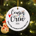 Gorro de Papá Noel Personalizado Primo Crew Adorno de Navidad de cerámica con nombre Decoración del Árbol del Hogar Regalo de Navidad para la Familia