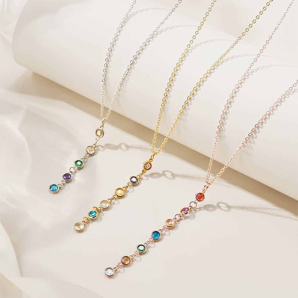Personalizado 1-8 Birthstones Collar de la familia Minimalista Joyería Aniversario Cumpleaños Regalo para las mujeres
