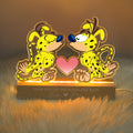 Lámpara de noche LED personalizada con nombre y texto para parejas de Marsupilami de cola larga | Callie × Marsupilami