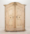Early 19th Century Alsaitan Painted Pine Bow-Fronted Armoire By Sister Parish Design