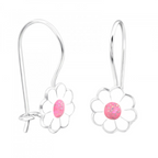Kids Pink Centred Daisy Drop Earrings
