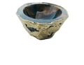 Gold Earth Blue Agate Geode Jewelry Bowl 3"