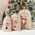 Gorro de Papá Noel personalizado Personaje de dibujos animados Bolsa de Navidad Bolsa de regalo con nombre Fiesta de Navidad para niños Familia
