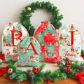 Árbol de Navidad personalizado Cascanueces de dibujos animados Bolsa de regalo de lona con cordón con nombre e inicial Regalo de Navidad para la familia Amigos Niños