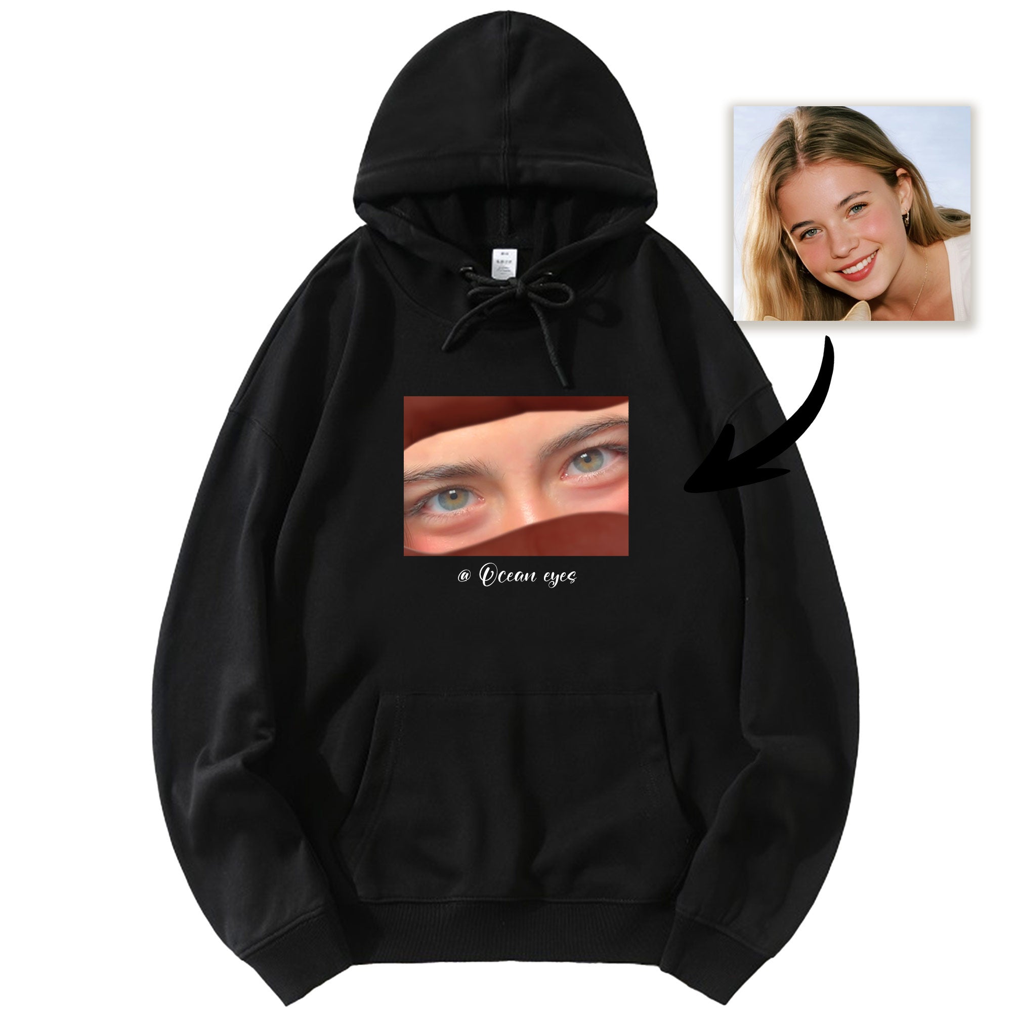 Personalizada Ojos del Océano Multicolor Camiseta Sudadera Sudadera con Capucha con Texto y Foto Navidad Cumpleaños Aniversario Regalo para Familia Amigos