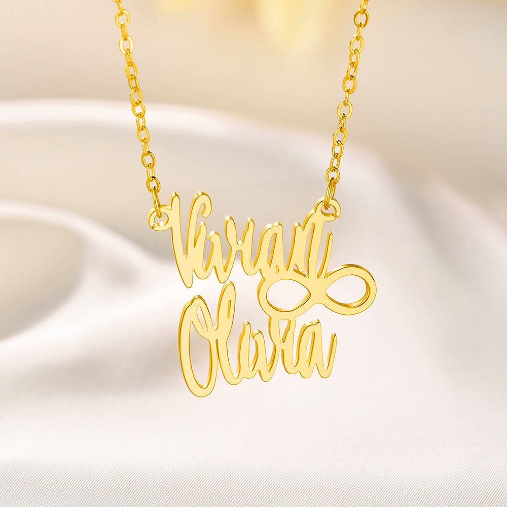Personalizada Corazón Paw Print Infinito Collar Colgante con Doble Nombres Dainty Joyería Cumpleaños Aniversario Regalo para Mujeres Pareja