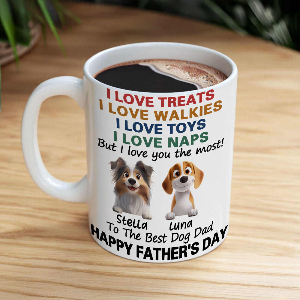 Personalizado 1-4 Lindo 3D Perros de dibujos animados Taza de cerámica con nombres Cumpleaños Día del Padre Día de la Madre Regalo para Papá Mamá Amantes de los perros