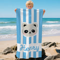 Toalla de playa de secado rápido personalizada con nombre Panda Conejo Animales de dibujos animados Vacaciones de verano Cumpleaños Regalo para niños Niñas
