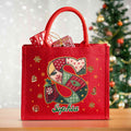 Personalizada Costura Estilo Inicial Gran Capacidad Bolsa de Yute Roja con Nombre Fiesta de Navidad Regalo para Niños Mujeres