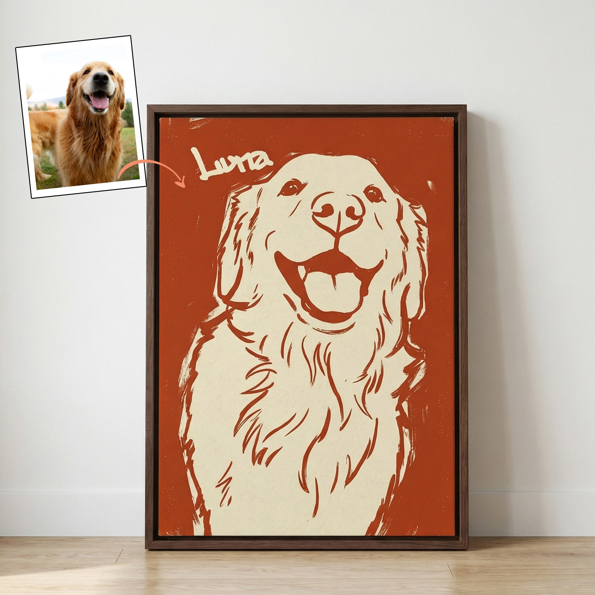 Personalizado dibujado a mano Doodle estilo de mascotas Foto Impresiones en lienzo con nombre Regalo de cumpleaños para el amante del animal doméstico