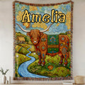 Personalizado estilo bohemio Highland vaca borla suave manta con nombre uso diario cumpleaños aniversario regalo para mujeres niñas