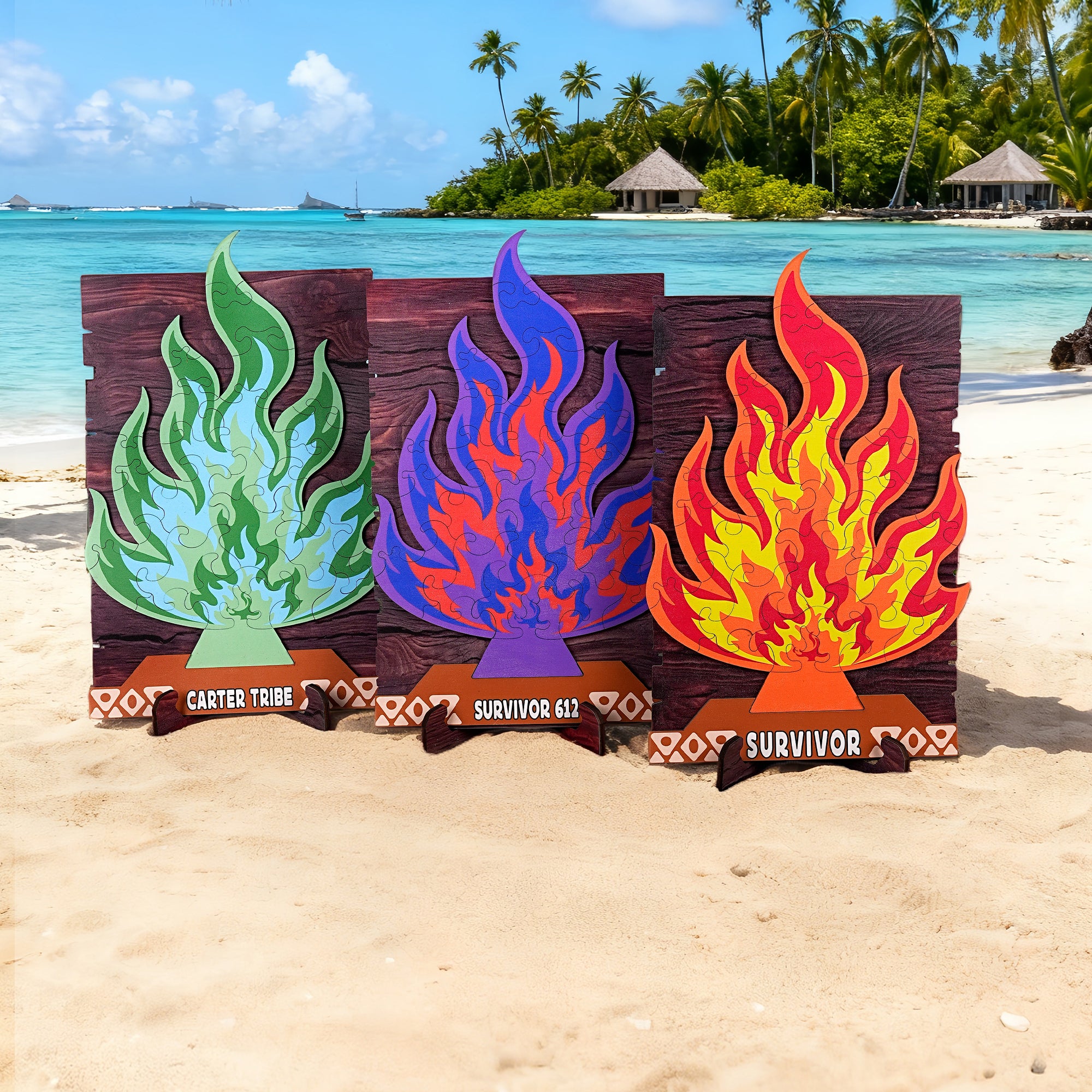 Puzzle personalizado Survivor Fire New Colorways con nombre Decoración del hogar Regalo de cumpleaños y Navidad para los fans de Survivor Amantes del juego