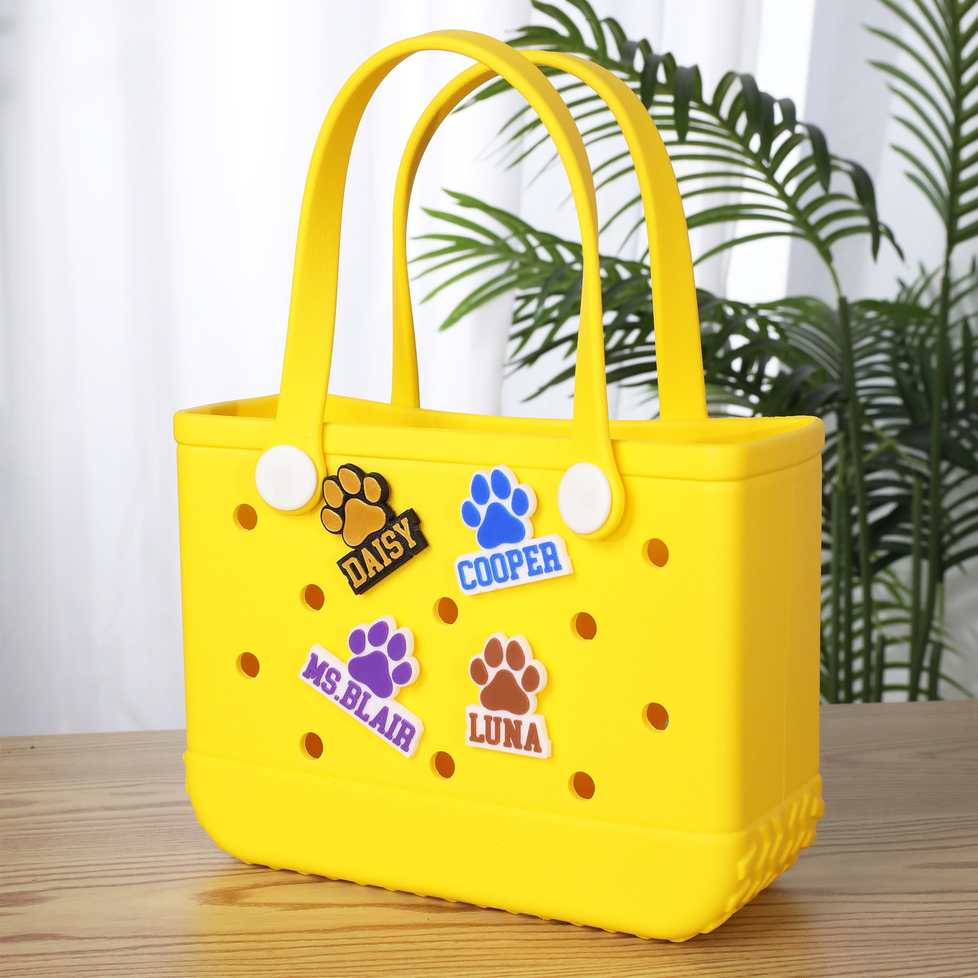 Personalizado lindo perro de la pata del bolso con el nombre de accesorios para Bogg regalo de cumpleaños para los amantes del perro del animal doméstico