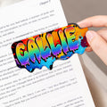 Marcapáginas magnético personalizado con nombre en degradado arco iris estilo graffiti Accesorio de lectura Regalo de cumpleaños para amantes de los libros Ratones de biblioteca