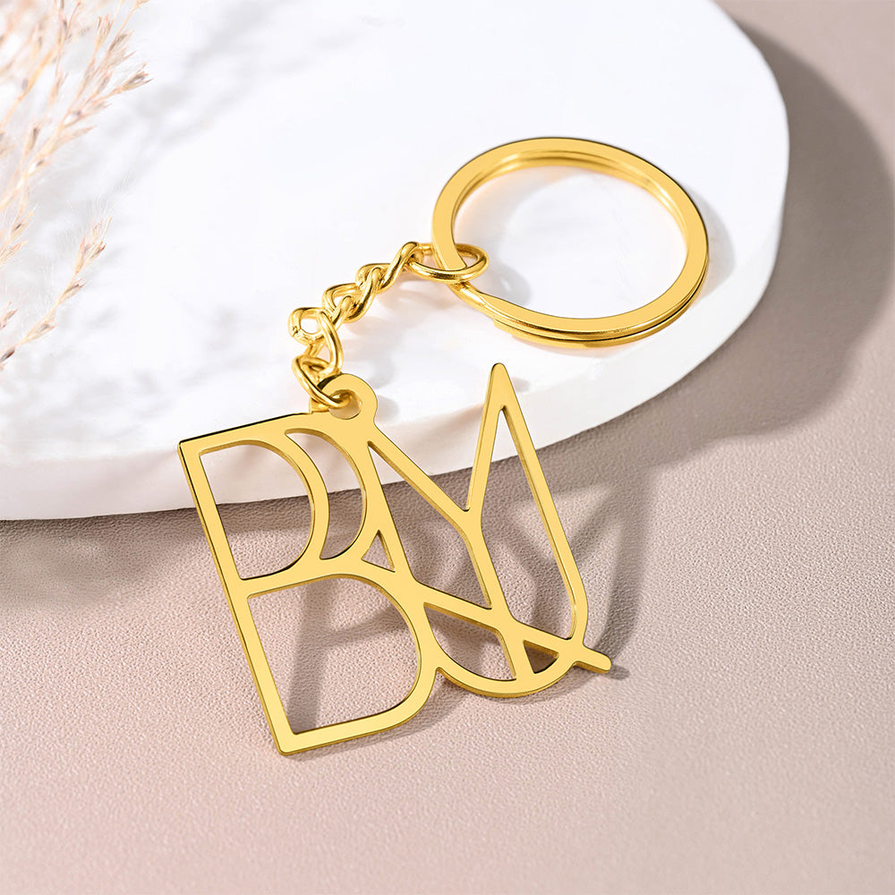 Personalizado Nombre Logo Monograma Charm Keycahin Aniversario Único Cumpleaños Regalo para Mujer Hombre
