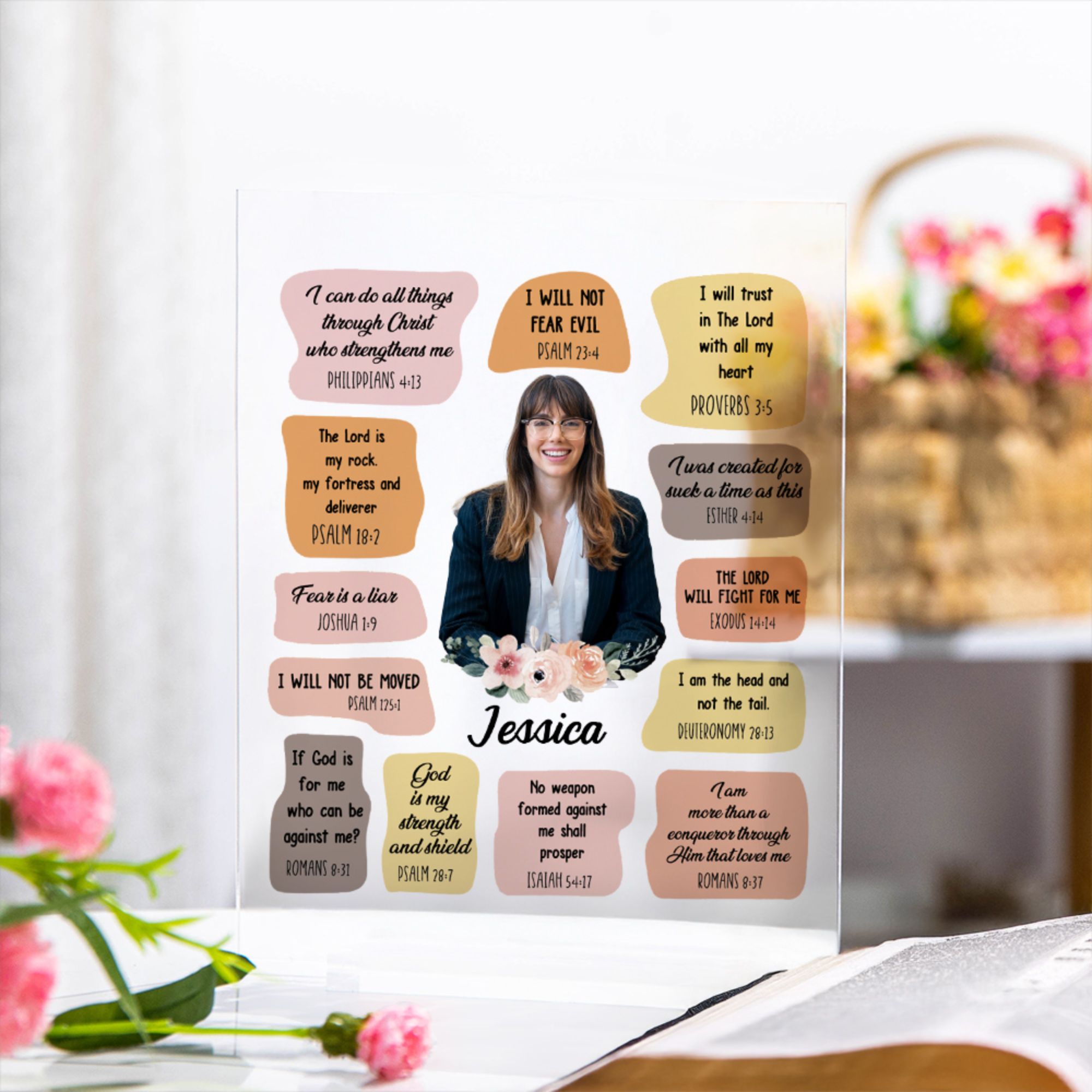 Personalizada Foto Biblia Cristiana Placa de acrílico Cumpleaños Graduación Acción de Gracias Regalo para los cristianos