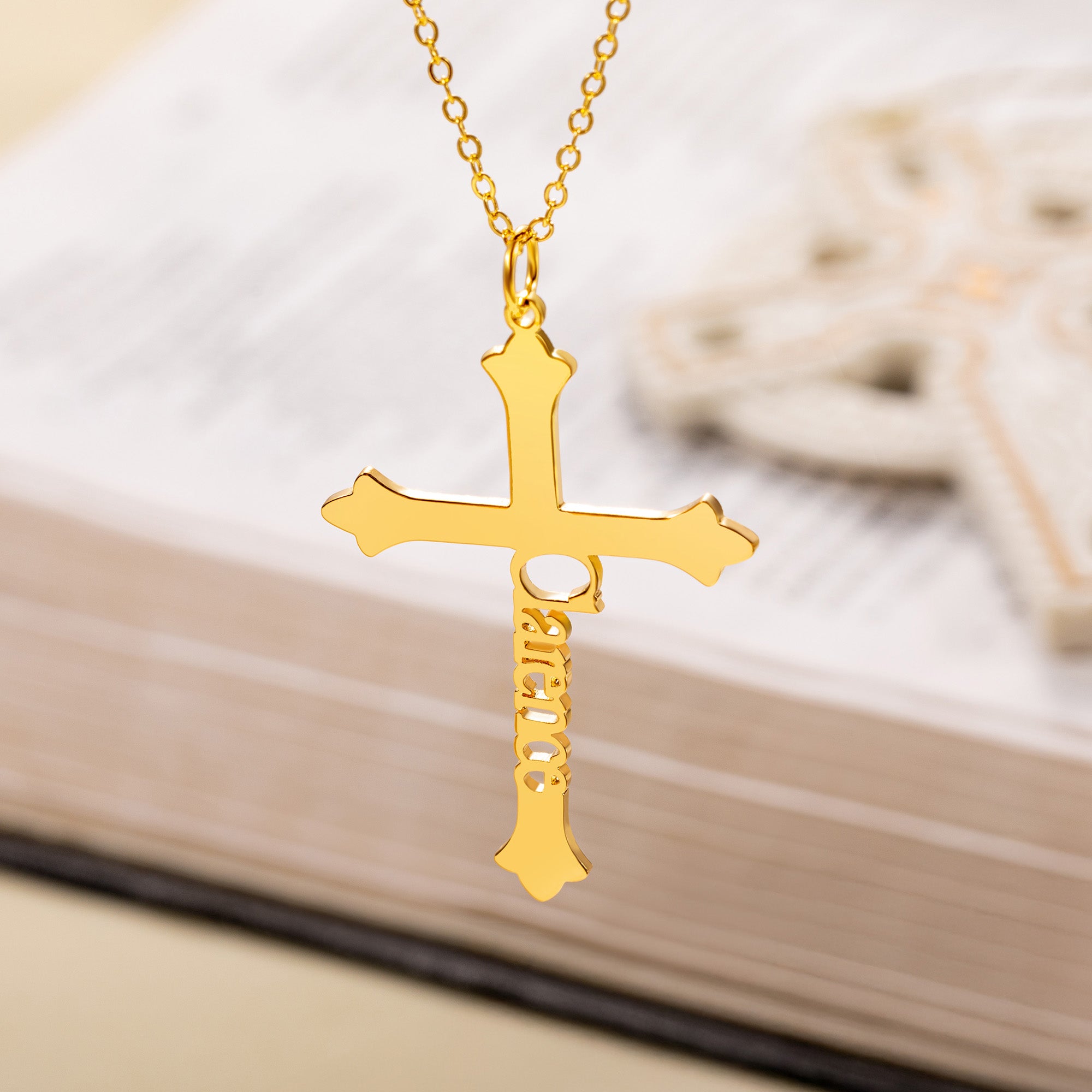 Personalizada Cruz Nombre Collar Dainty Joyería Bautizo Oración Día Regalo para las mujeres cristianas