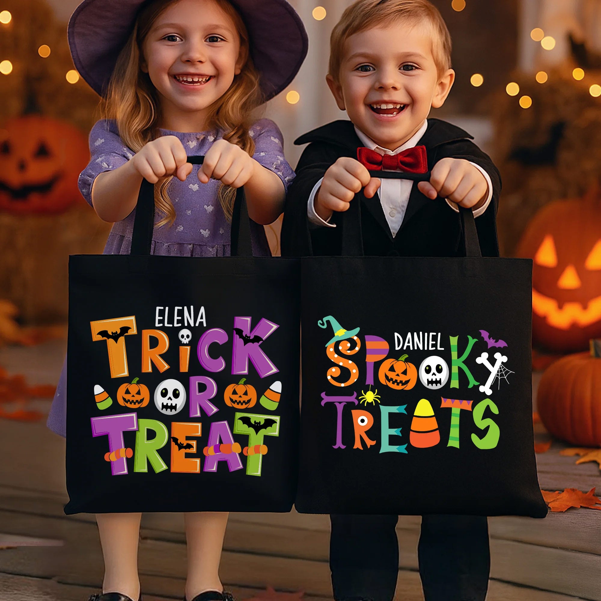 Bolsa de lona personalizada con diseño de calabaza dulce y fantasma regalo de Halloween y truco o trato para niños y familiares