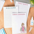 Personalizado de dibujos animados Doctor Enfermera Arco Iris Bloc de notas con 40/80 páginas Nombre y Ocupación Enfermera Semana Apreciación Regalo para Doctor Enfermera Personal Médico