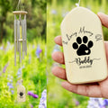 Personalizada Perro Gato Pata Imprimir Madera Wind Chime con Nombre de Texto y Fecha Memorial Simpatía Pet Loss Regalo para Pet Owner