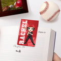 Marcapáginas magnético personalizado con el nombre y el número de un personaje de dibujos animados de béisbol Softball Regalo de cumpleaños para los amantes del béisbol Softball Ratones de biblioteca
