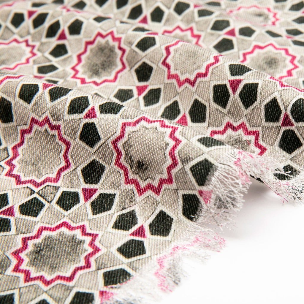 Gray & Red Silk Wool Scarf Rihla V2