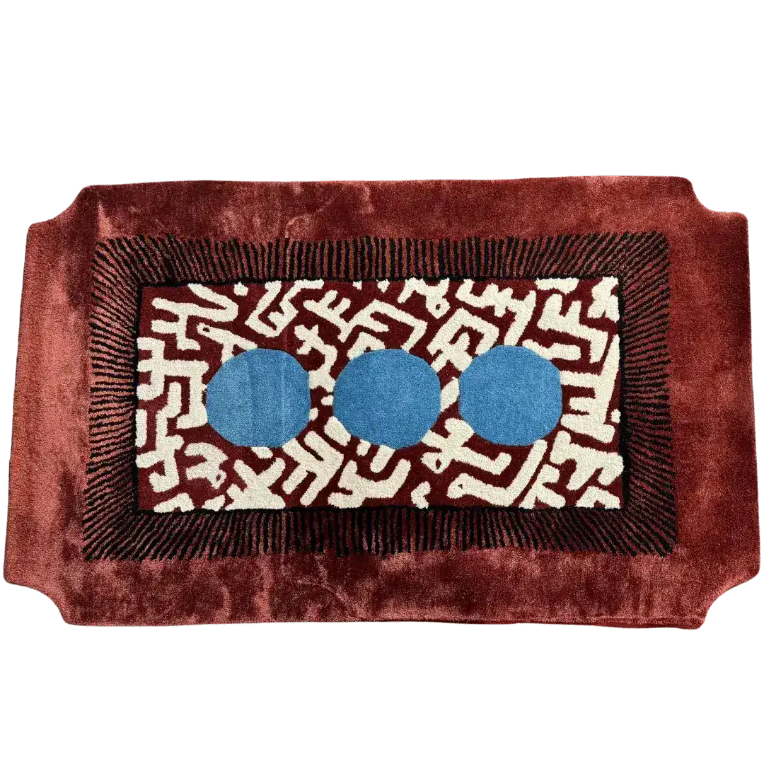 Edged Valley of the Suns Hand Tufted Wool Rug - Burgundy 3 x 5 ft