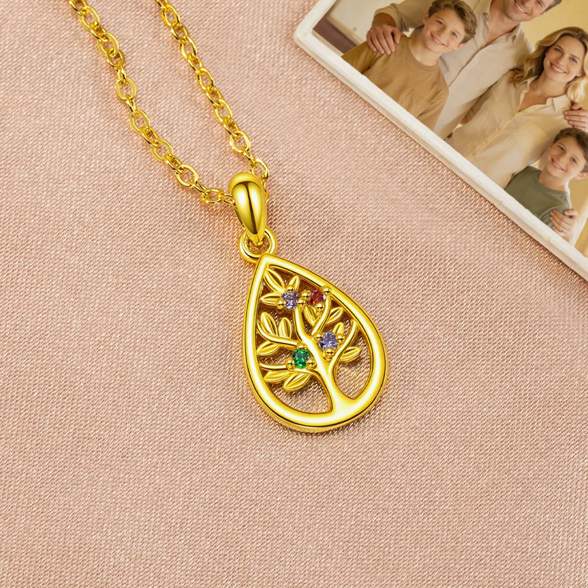 Personalizado 1-6 Piedras de Nacimiento Árbol de la Vida Collar Dainty Joyería Daily Wear Día de la Madre Regalo para Mamá Amiga