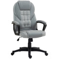 PU Leather Desk Chair, Swivel Computer Chair w/ Adjustable Height and Tilt Function, Grey