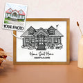Casa Personalizada Foto Línea Bordado Enmarcado Pintura con Texto Decoración de Pared Aniversario Housewarming Boda Navidad Regalo para Amigos