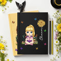 Personalizada Nacimiento Flor Cartoon Lectura Carácter A5 Cuaderno rayado con nombre y lápiz Regalo de cumpleaños para amigos de la familia