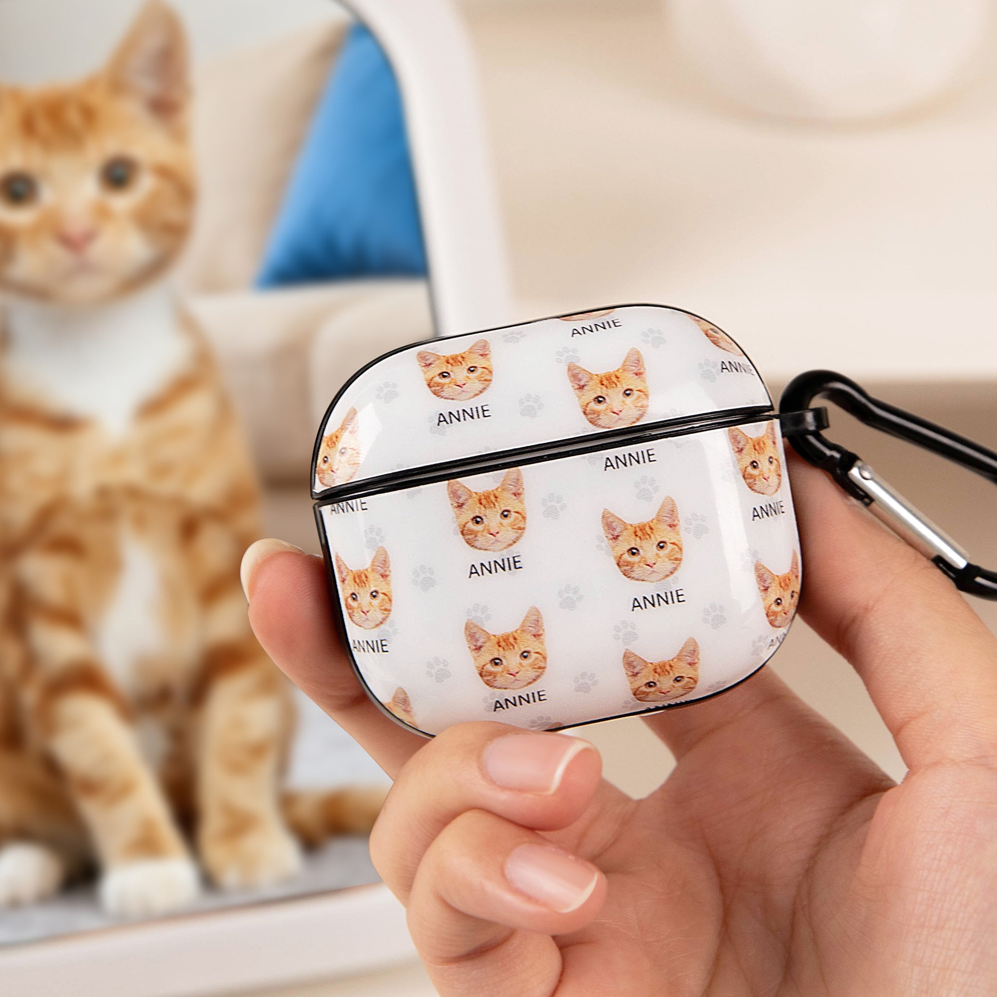 Estuche para auriculares personalizado multicolor con el nombre de la pata y de 1 a 4 fotos para AirPods 1/2/3/4/Pro/Pro 2 Samsung Galaxy Buds Regalo de cumpleaños para amantes de las mascotas