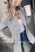 Stand Notch Collar Open Front Slim Fit Jacket