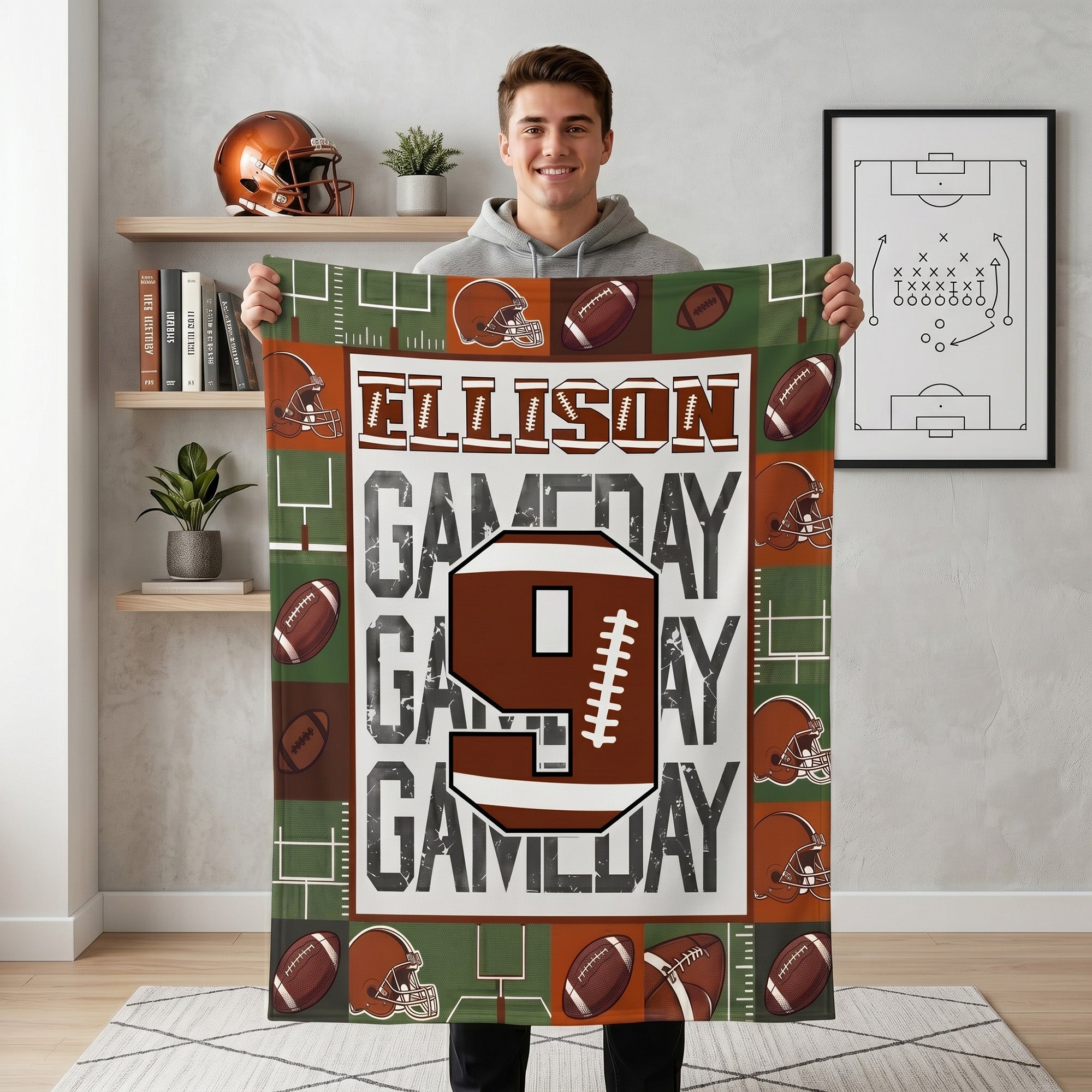 Manta personalizada de baloncesto, fútbol y deportes con nombre y número, para regalar el día del partido de cumpleaños a los amantes de los juegos de pelota en equipo
