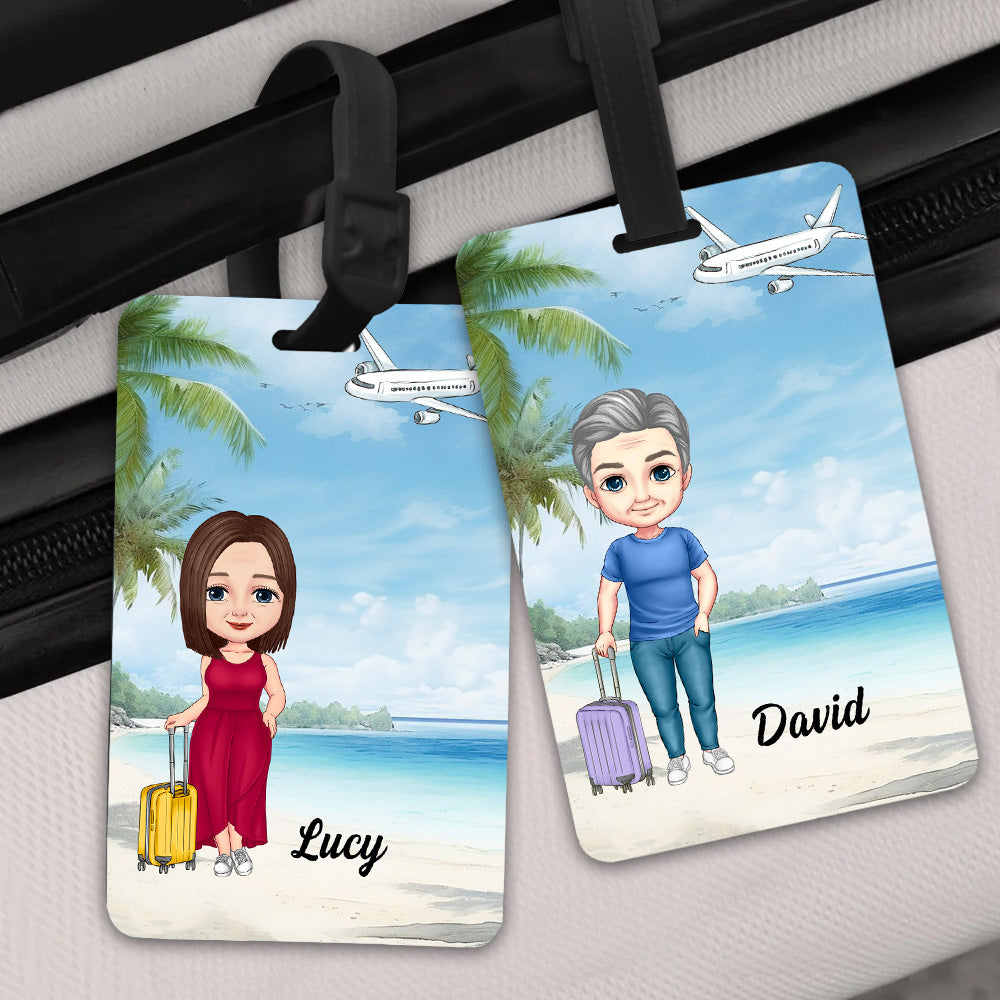 Etiqueta de equipaje personalizada con el nombre de un personaje de dibujos animados de vacaciones Accesorios de viaje Regalo de cumpleaños para los amantes de los viajes en familia