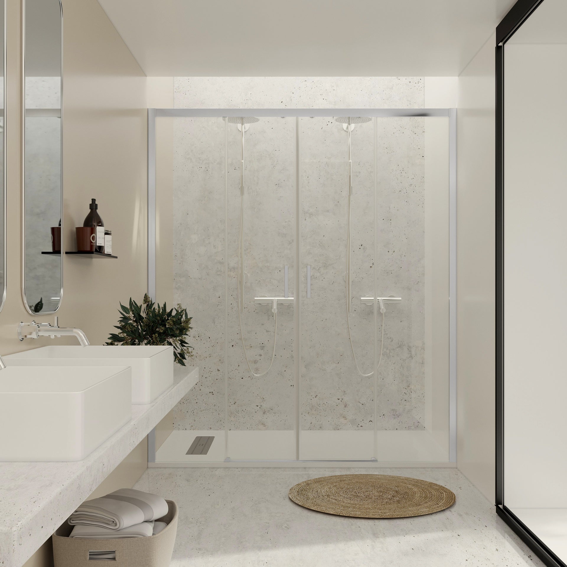 BATHME NOEL-2 Mampara Ducha 2 Fijos+2 Correderas Cromo Transparente