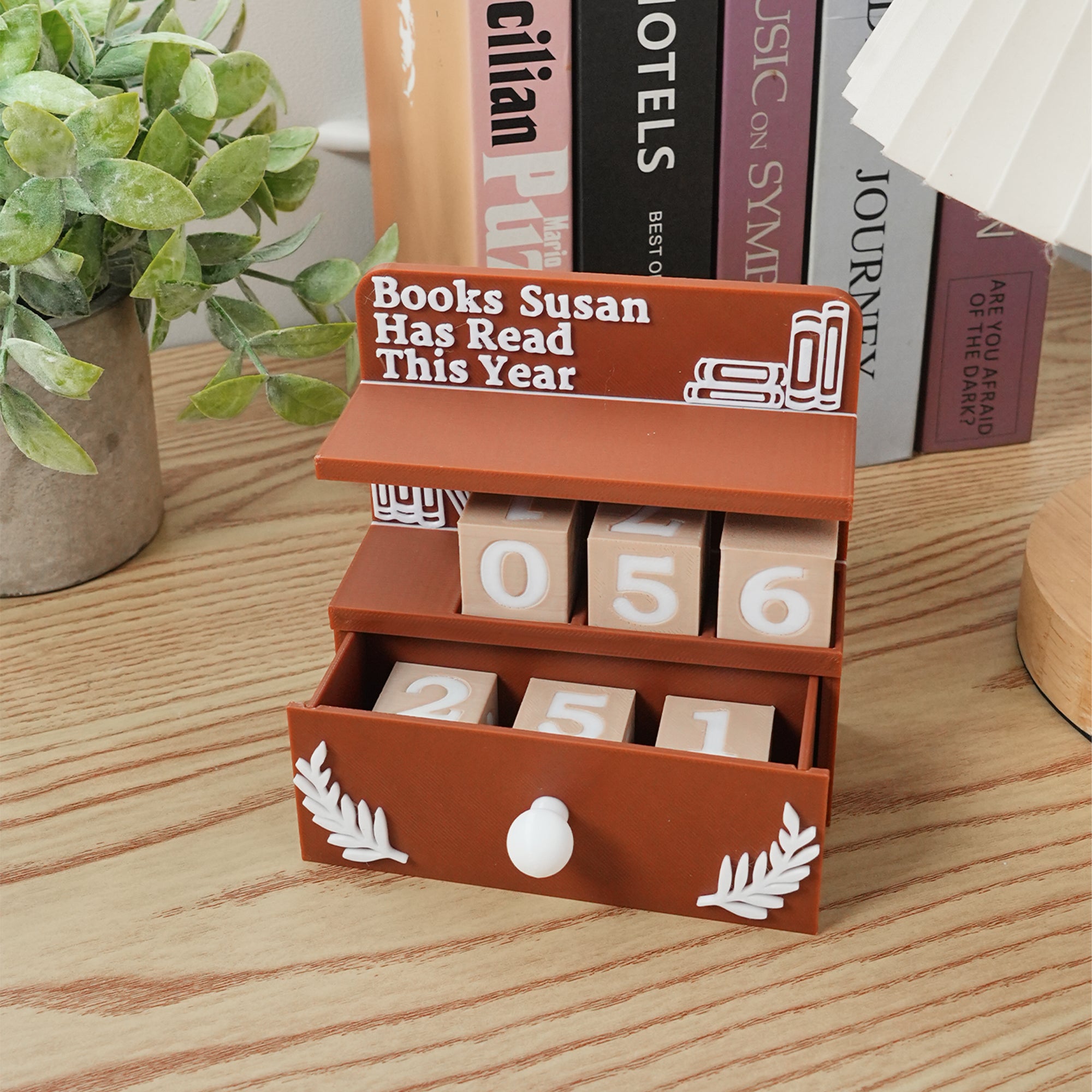 Personalizado 3D impreso en miniatura cajón de la biblioteca de seguimiento de la lectura de decoración con el nombre de la estantería de libros de decoración de cumpleaños de lectura de regalo para l