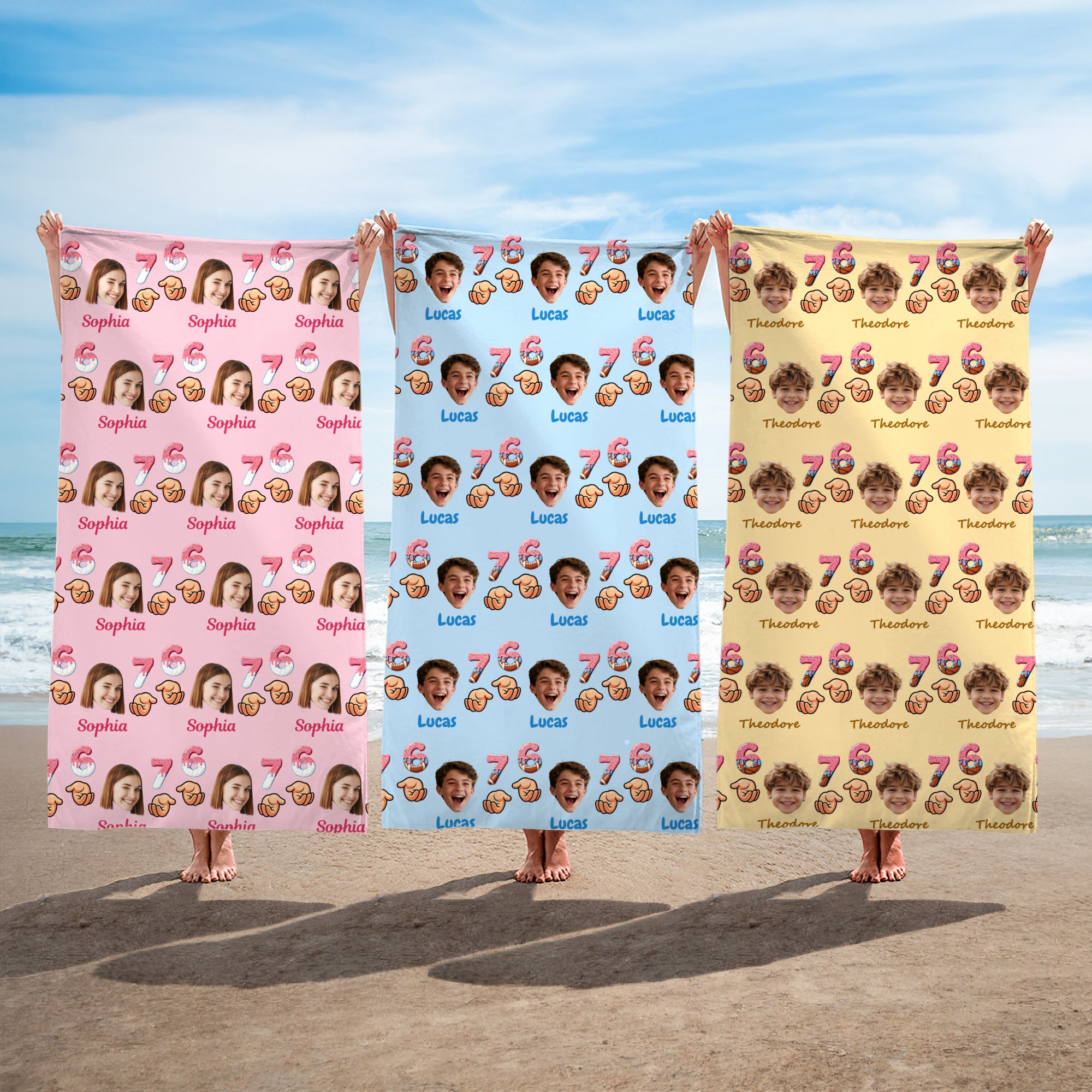 Personalizada 67 Meme Toalla de playa de microfibra sobredimensionada con fotos de caras Fiesta en la playa Regalo de cumpleaños esencial para amigos adolescentes Gen Z